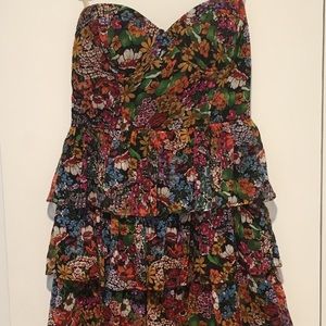 Floral strapless mini dress